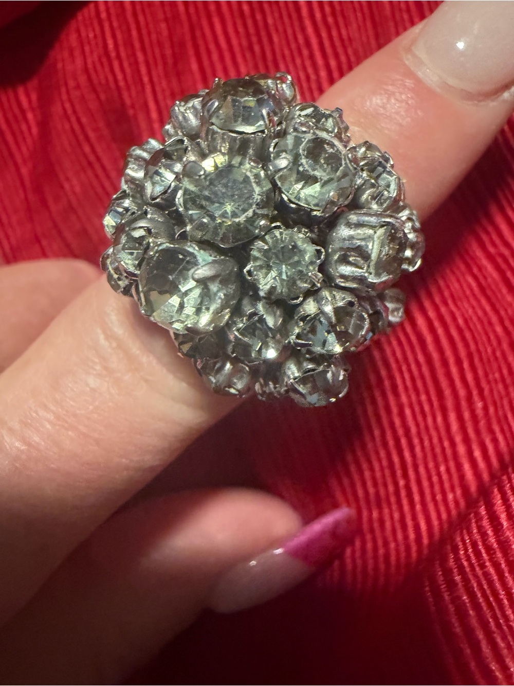 Park Lane Smoky Gray Crystal Cluster Statement Ring Size 8